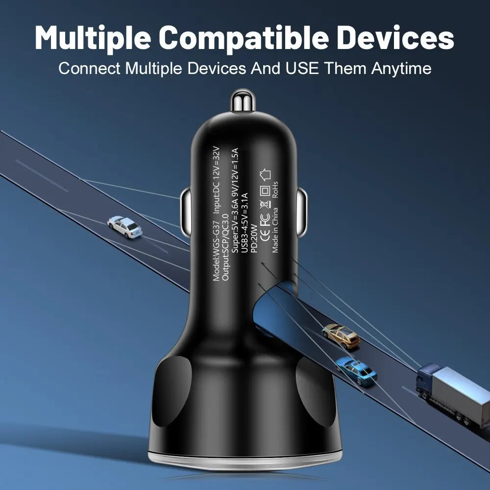 Car Charger Type C Fast Mobile Phone Adapter